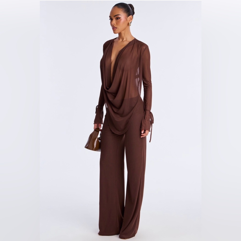 NWT Fashion Nova Brown Draped two-piece set